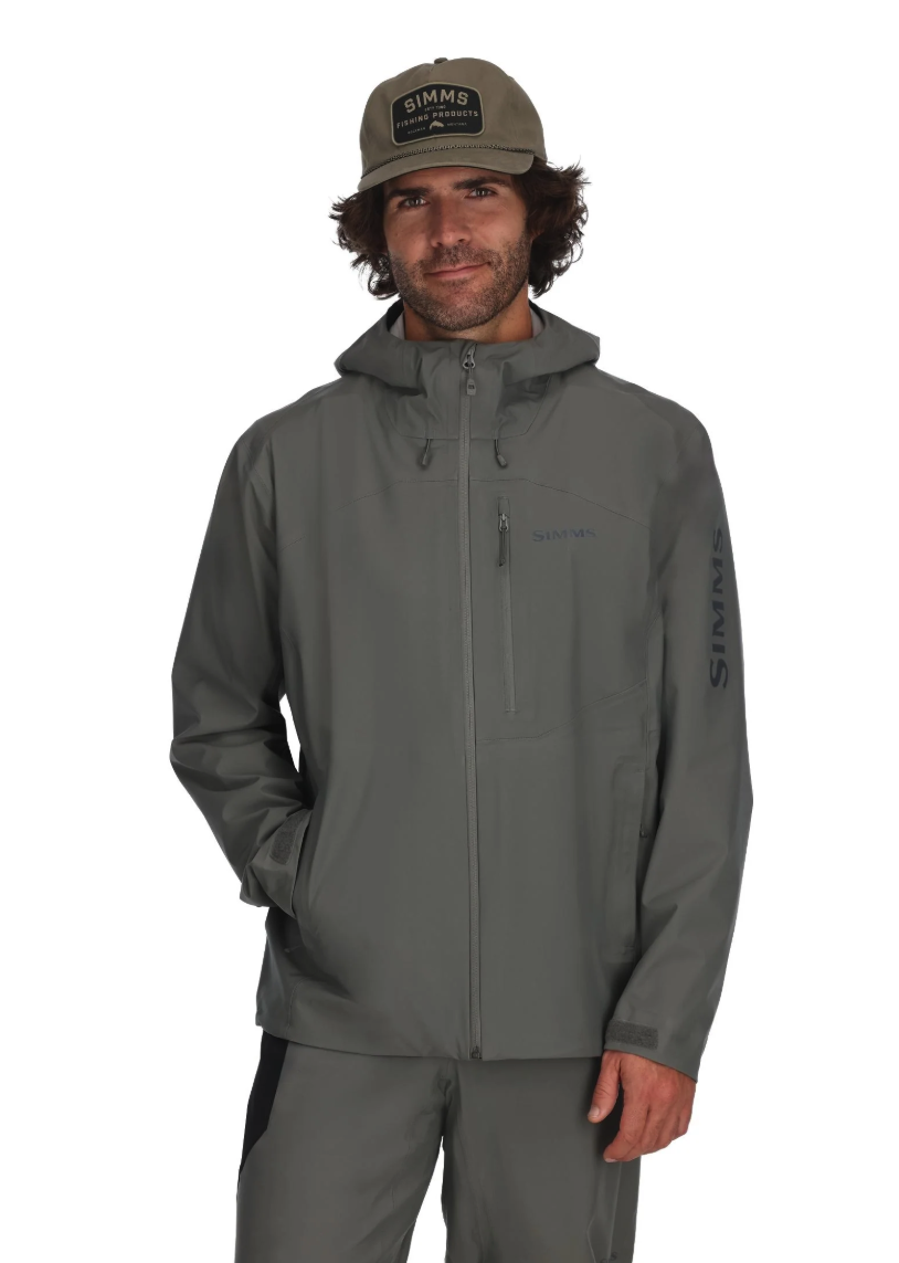 Model wearing Simms Vapor Elite Jacket