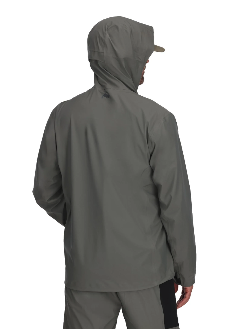 Rear of model wearing Simms Vapor Elite Jacket