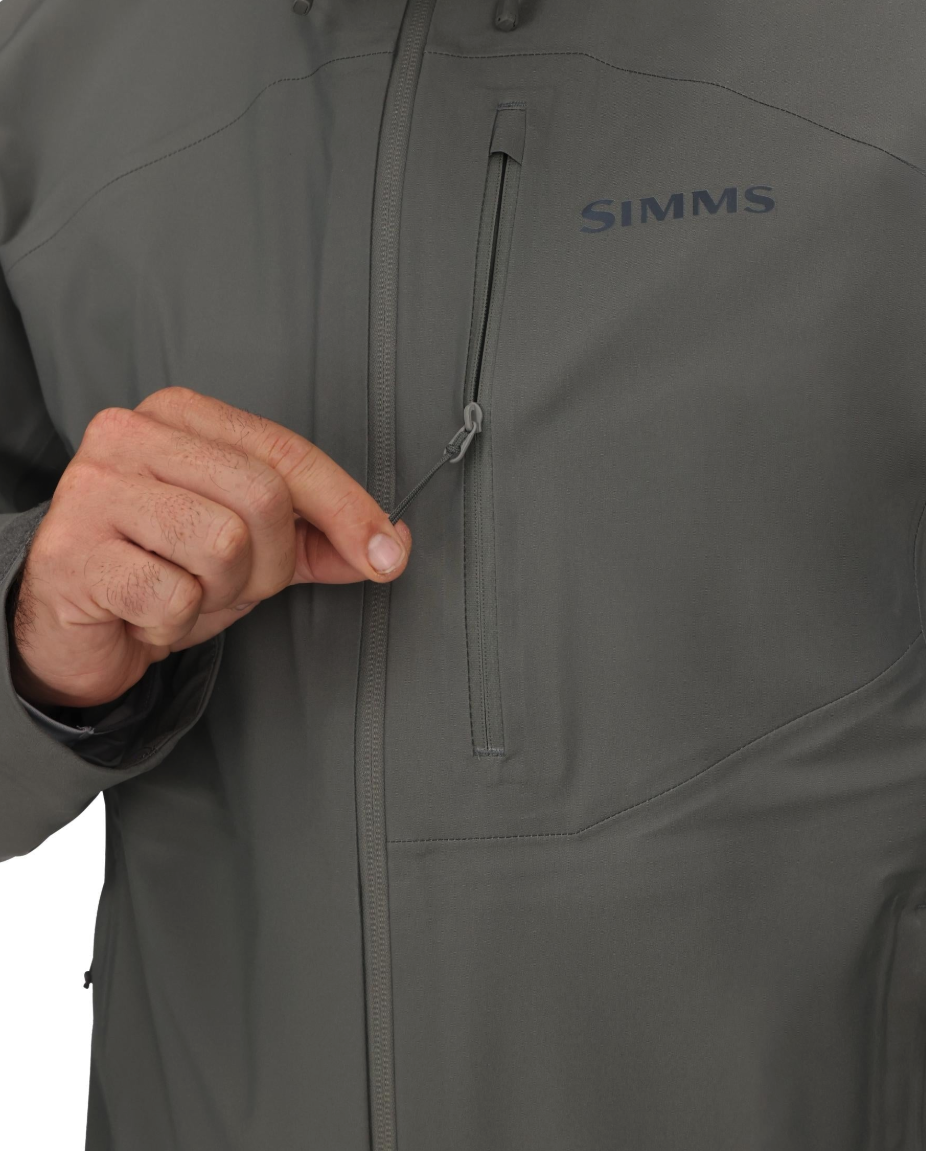 Chest pocket detail of Simms Vapor Elite Jacket