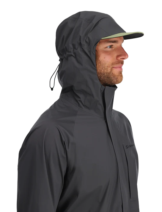 Simms Waypoint Jacket with storm flap for added rain protection.