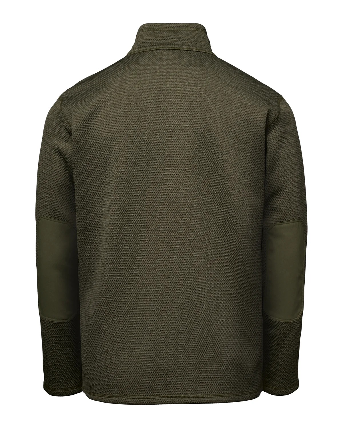 Back view of Simms Harbor Fleece Sweater with reinforced elbows for fishing and camping