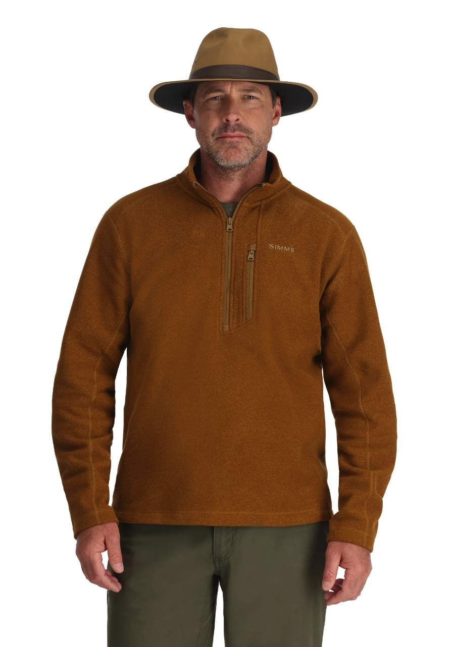 High-performance Simms fleece perfect for cold-weather fishing.