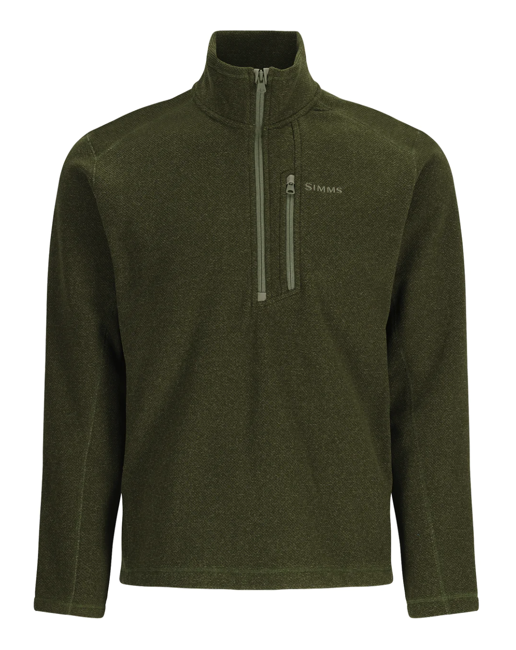 Simms Rivershed Half-Zip Fleece is a best layer for fly fishing clothing.