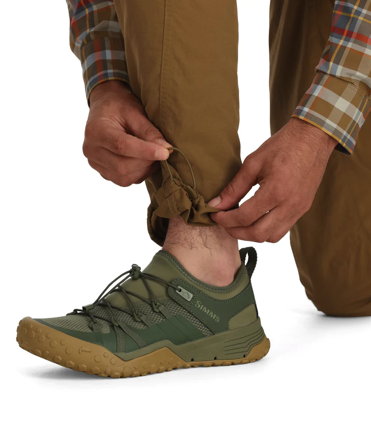 Ankle draw cord on bug resistant Simms Bugstopper Superlight Pant Model