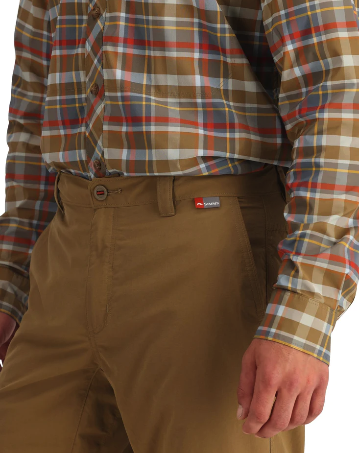 Close up of reinforced belt loops on Simms Bugstopper Superlight Pant Model