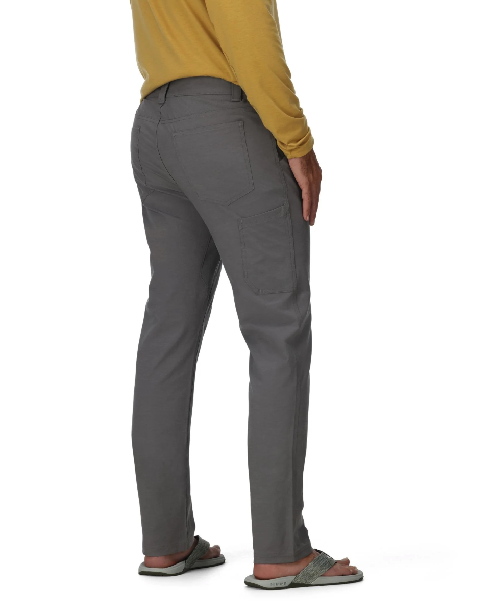 Simms outdoor pants articulated fit stretch fabric for mobility fishing and hiking