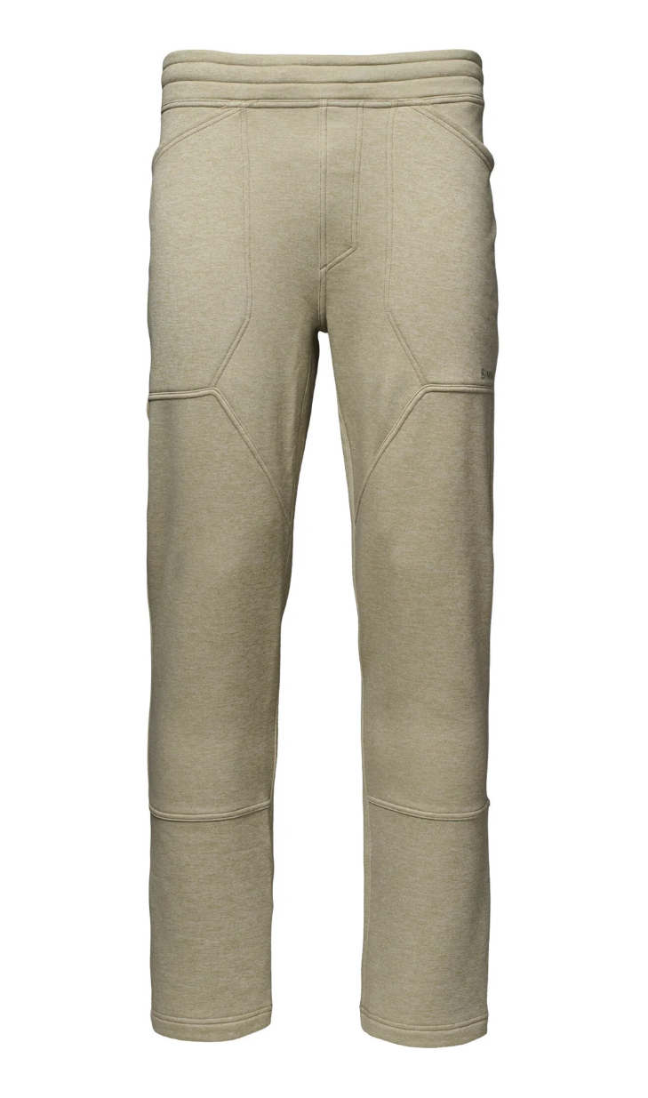 Front of Simms Challenger Sweatpants Stone Heather color