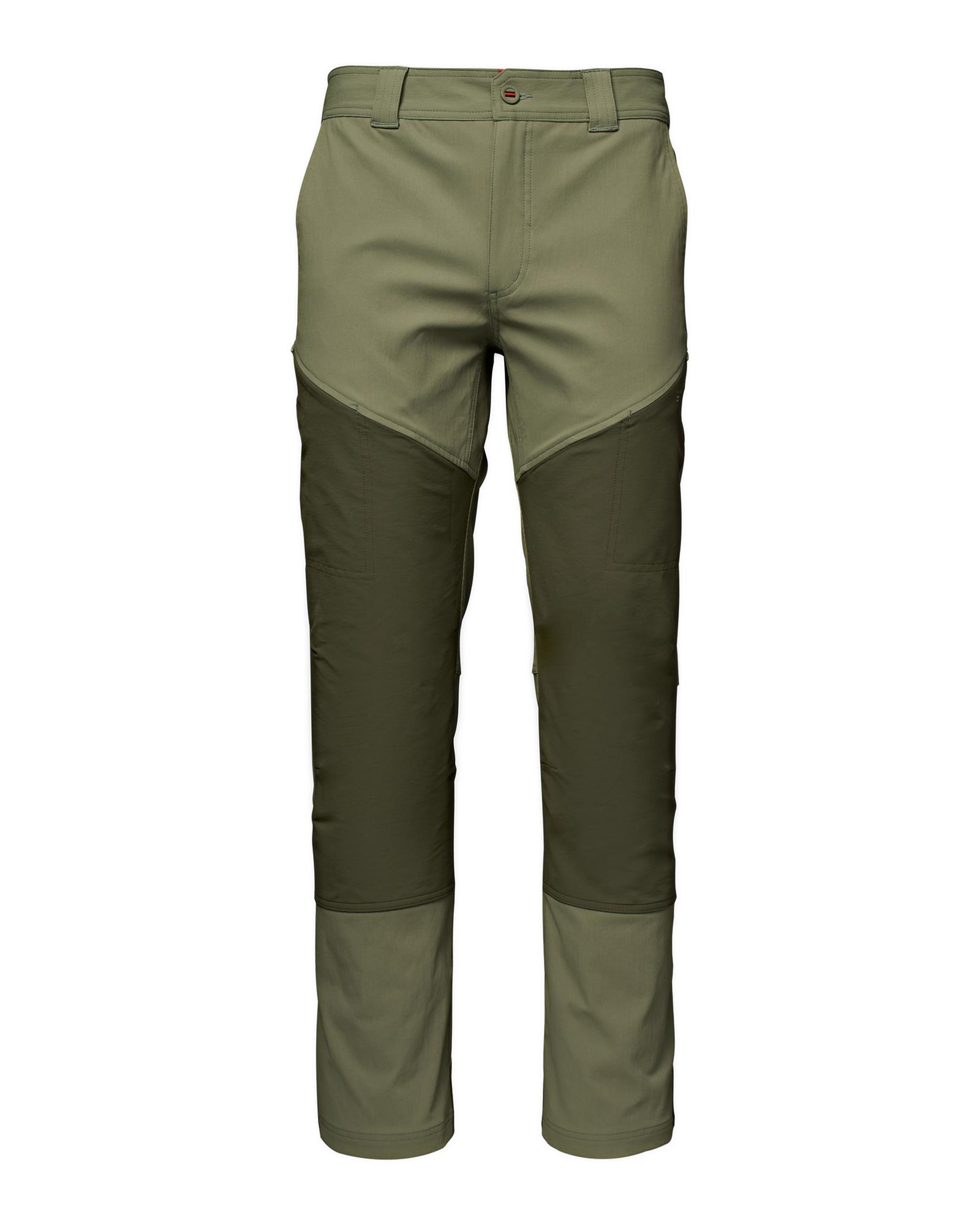 Durable fishing and camping pants with reinforced knees, stretch fabric, and secure zippered pockets