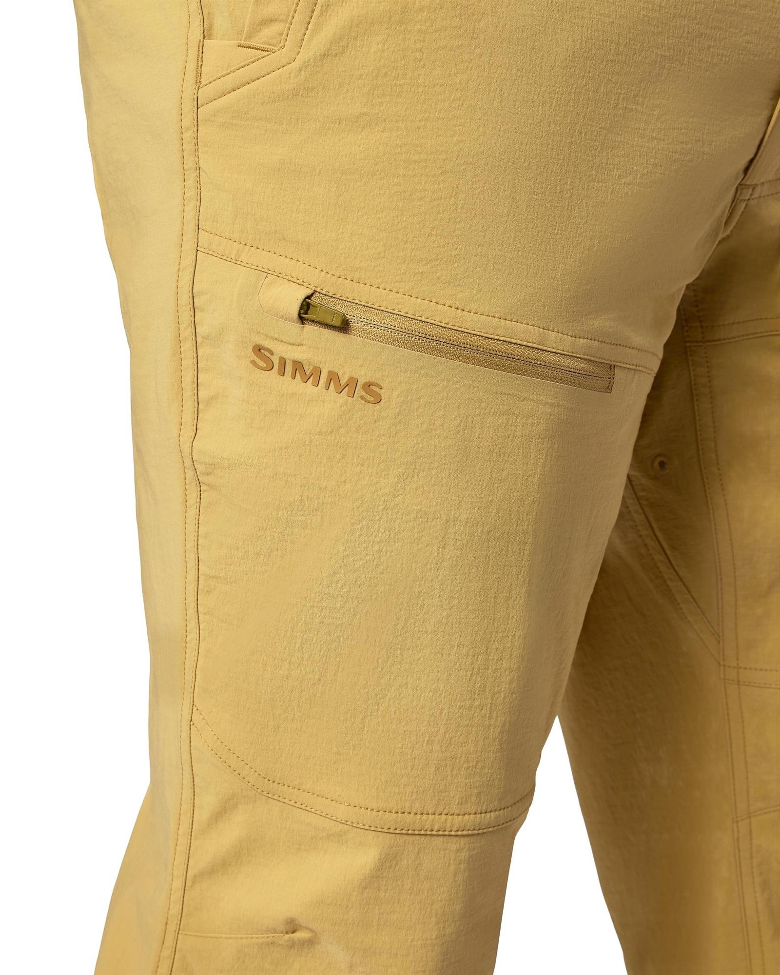 Simms Guide Pants thigh pocket detail zippered storage with drainage mesh