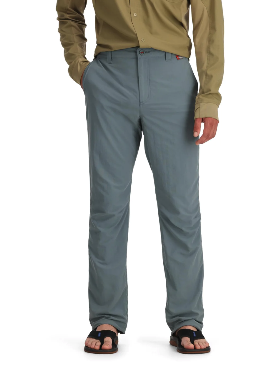 Front view of model wearing breathable Simms Superlight Pant
