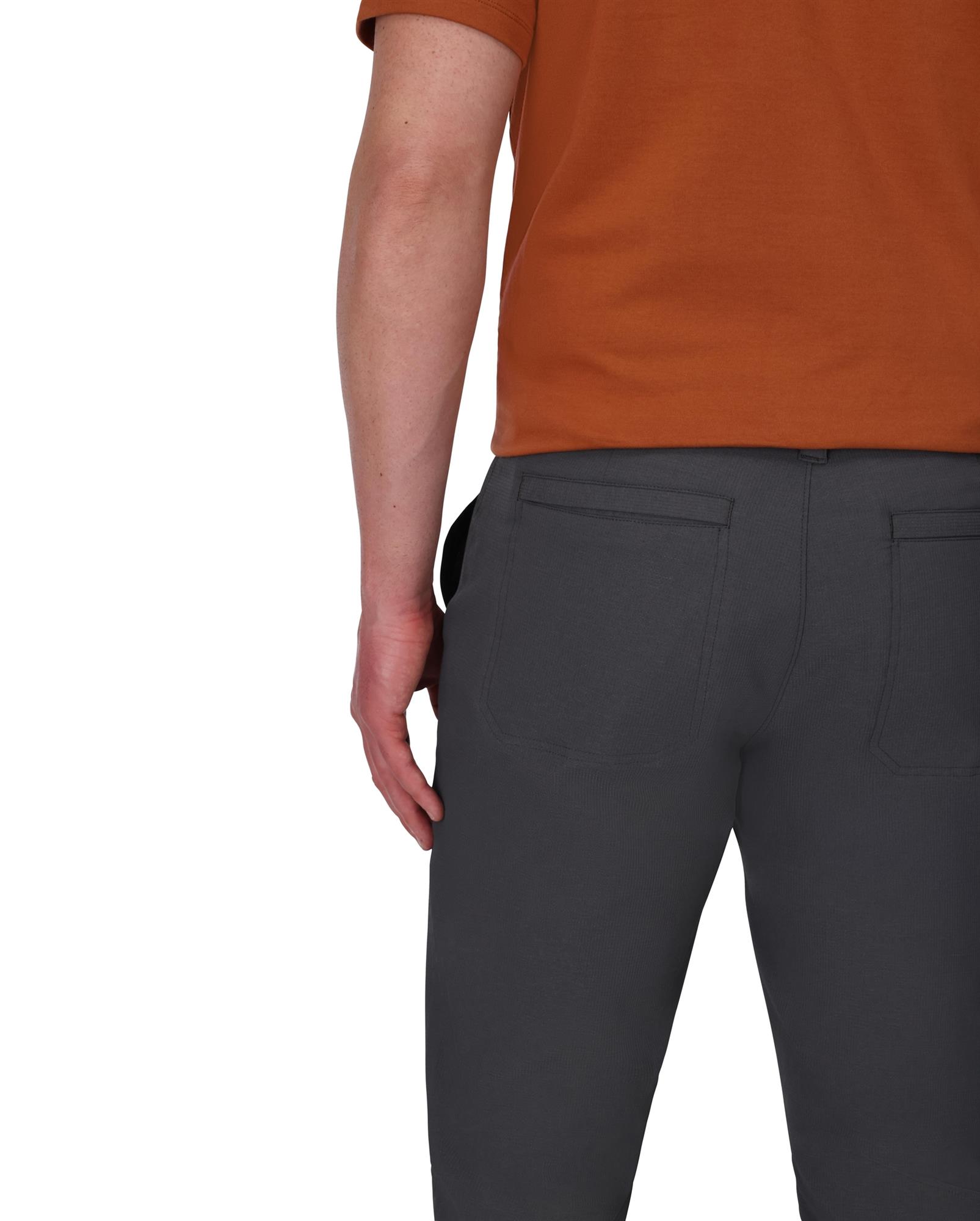 Simms Wanaka pant back pocket close up durable outdoor pants secure storage