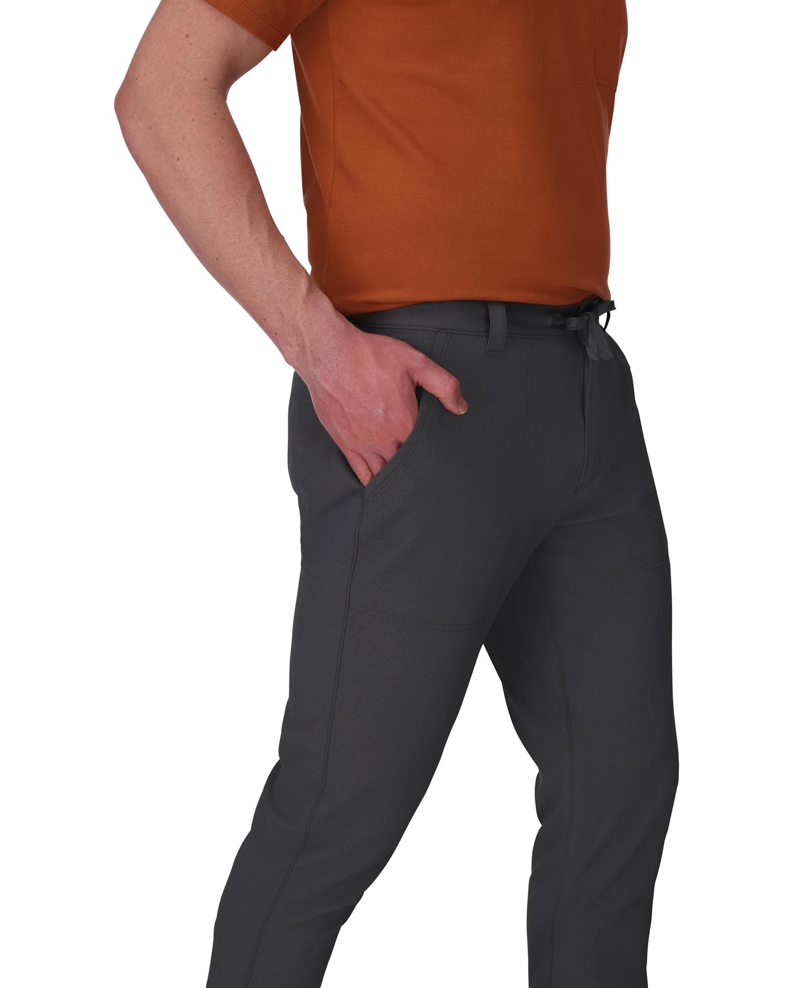 Simms Wanaka Pants hand pocket detail lightweight fishing pants quick access storage