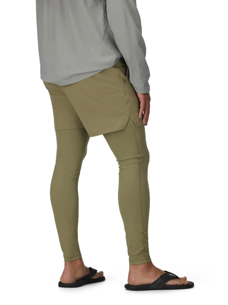 Rear view of model in Simms Latitude BiComp Bottom