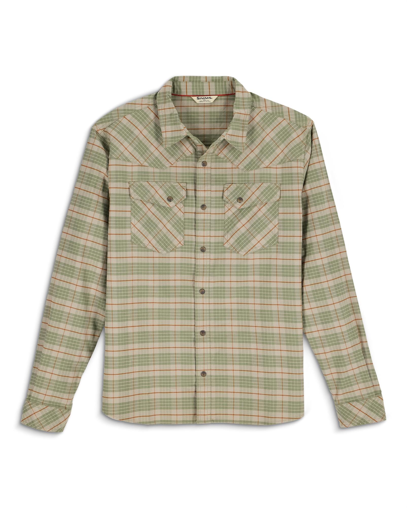 Lightweight cooling fishing shirt in green plaid