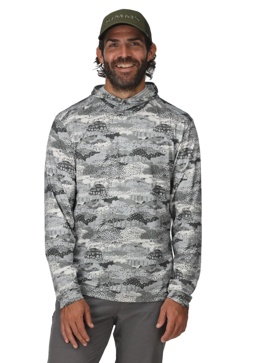 Simms BugStopper SolarFlex Hoody model front view.