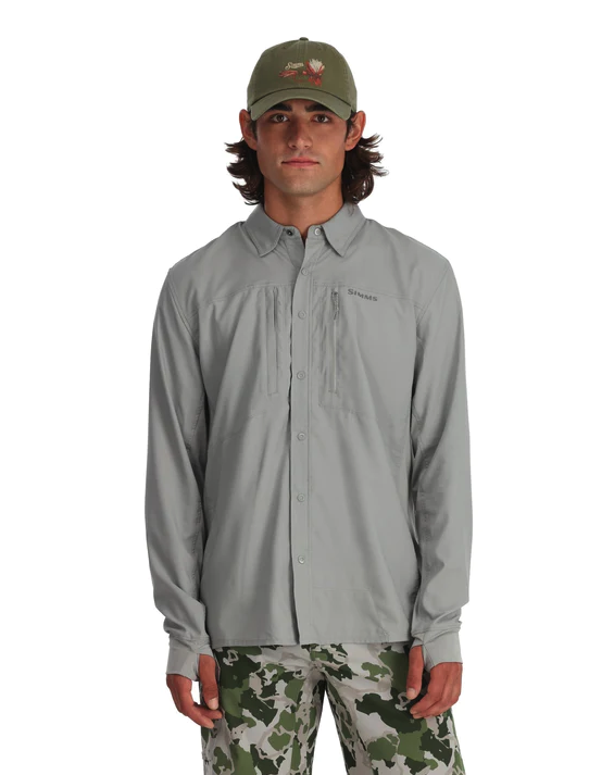 Simms BiComp shirt with moisture-wicking fabric for fishing