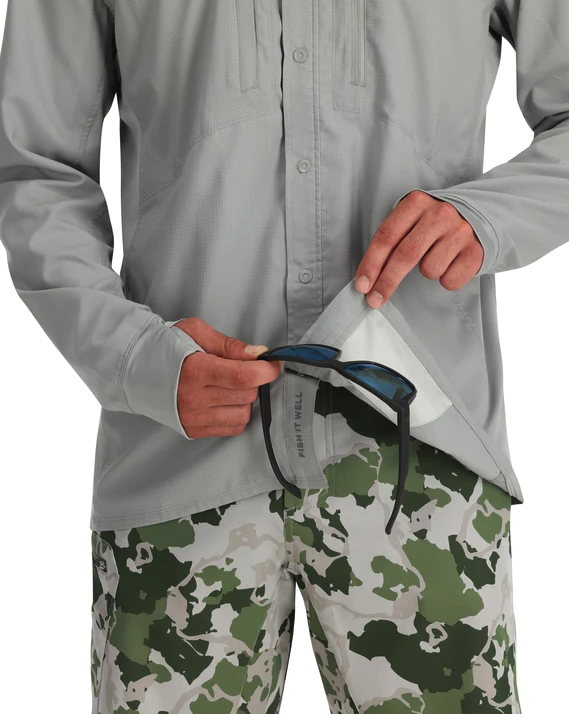 Versatile Simms Intruder BiComp shirt for hiking and fishing adventures