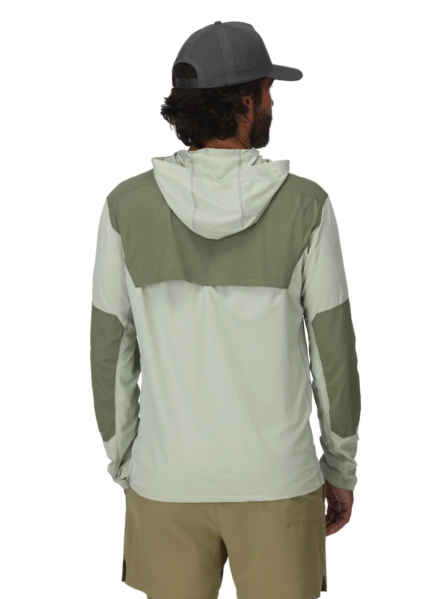 Back view of model wearing Simms Latitude BiComp Hoody.