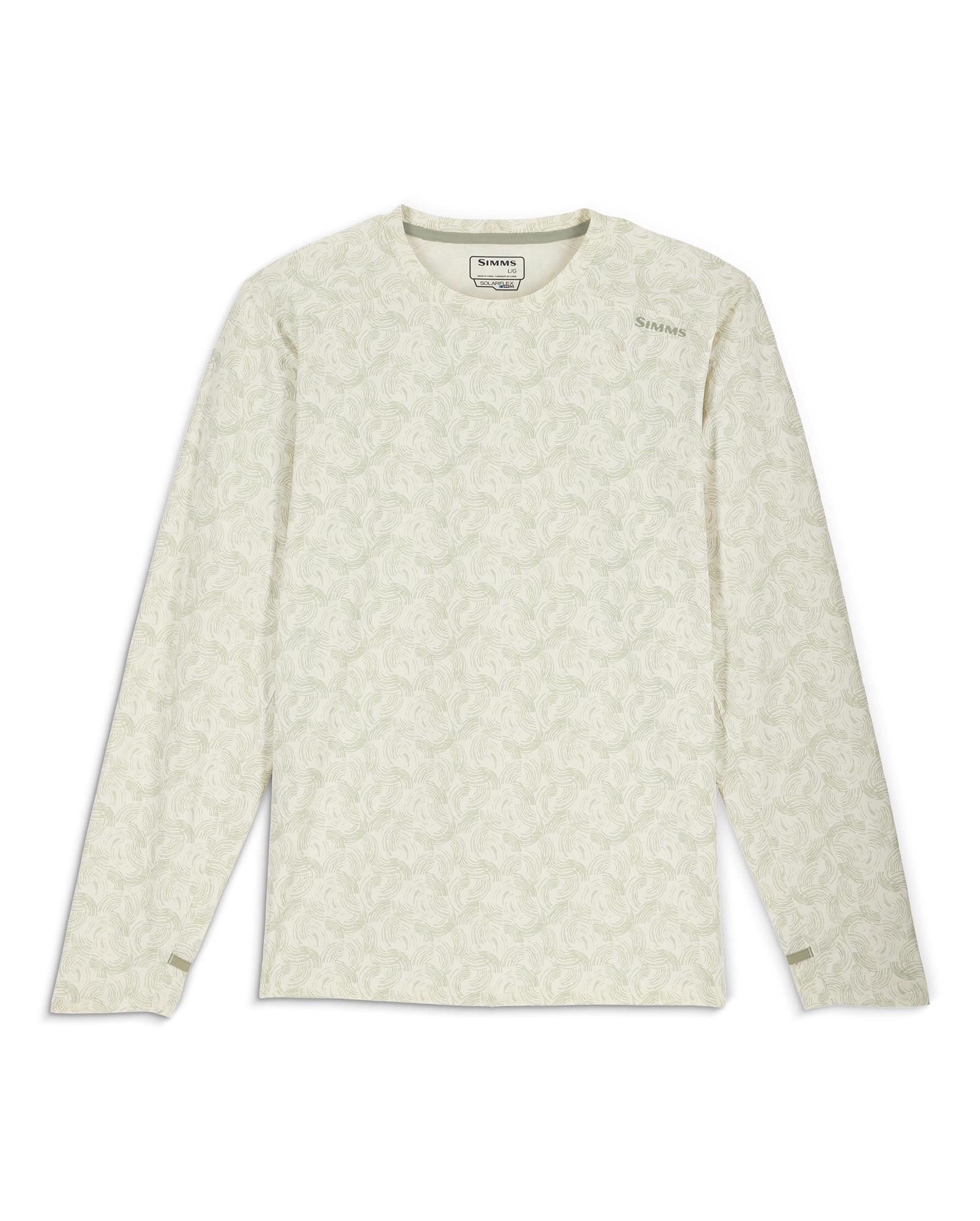 Simms Solarflex Crewneck performance fishing sun shirt UPF 50+ – Half Moon Pale Pine pattern