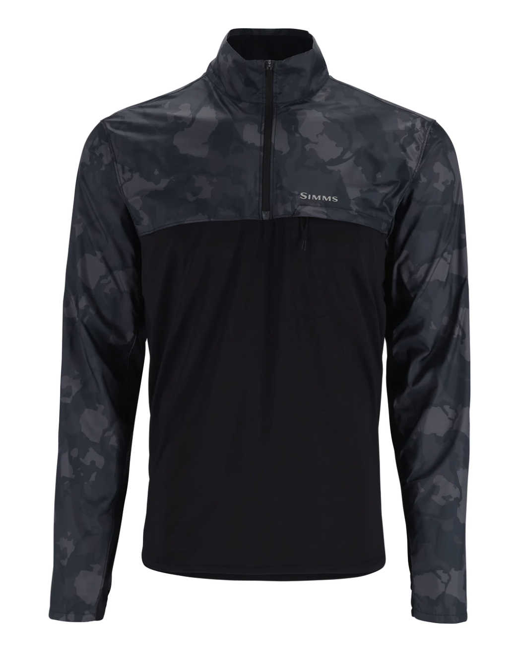 Simms SolarFlex Wind Half Zip Shirt Black Regiment Camo Carbon