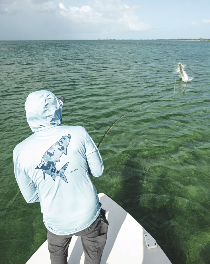 Simms Artist Series hoody with lightweight, durable fabric.