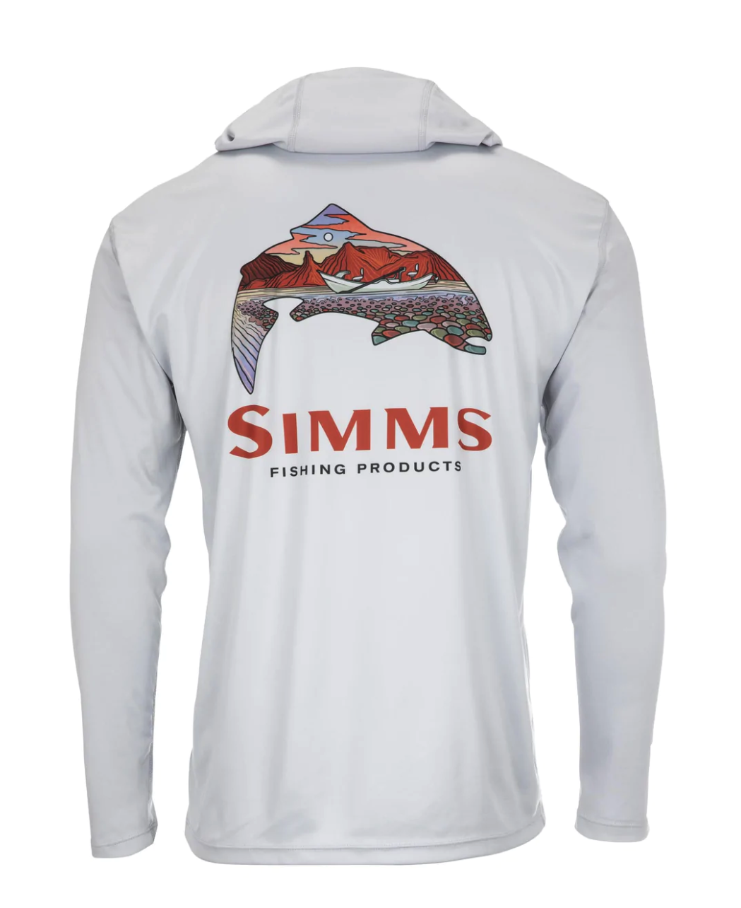 Simms Tech Hoody Artist Series Trout Logo Flame Sterling