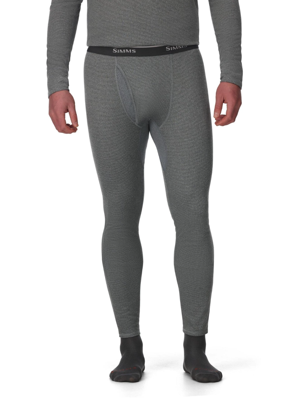 Front view of model with Simms Strata 160 Baselayer Bottom