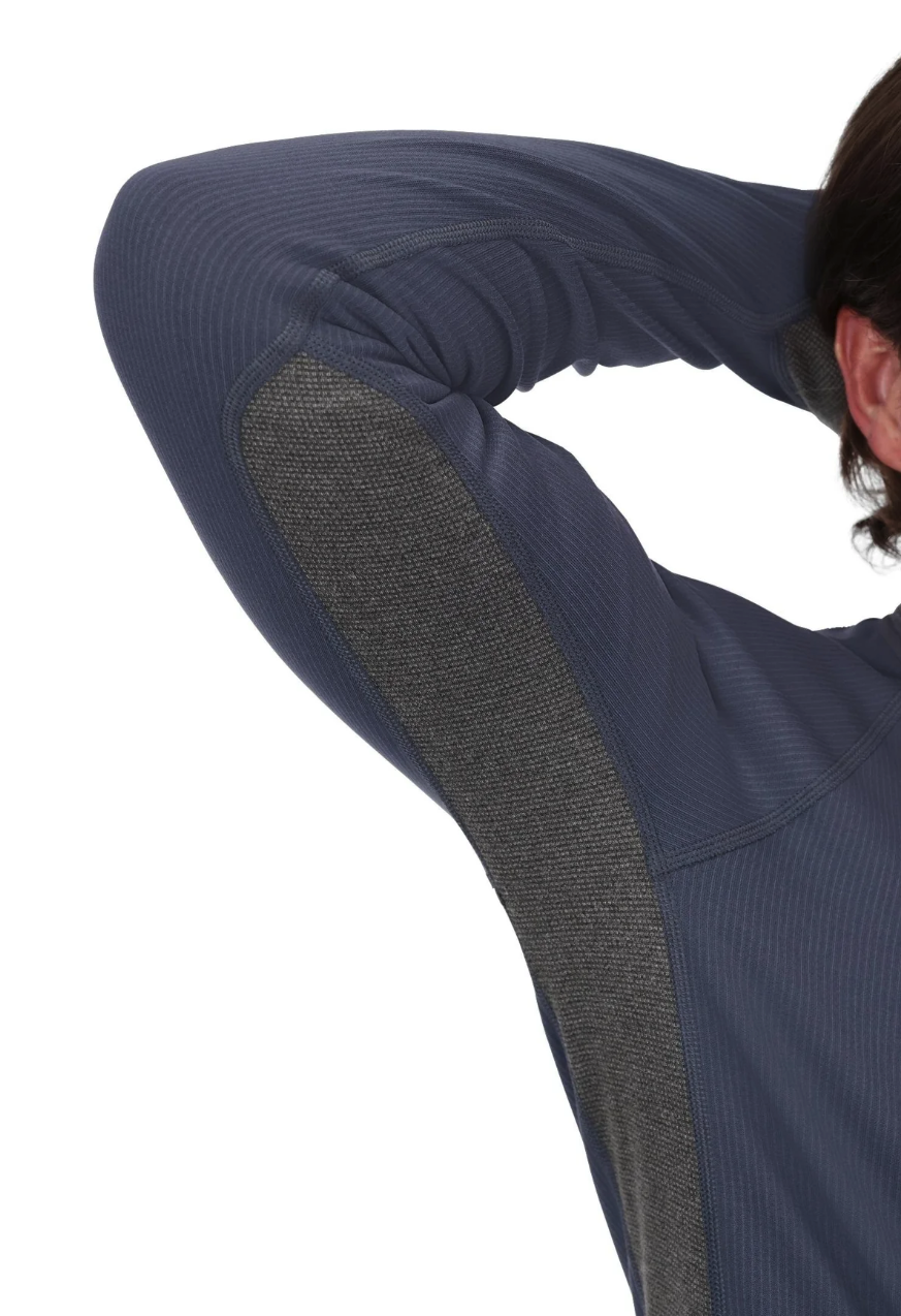 Underarm detail of Simms Strata 200 LS Baselayer Crew