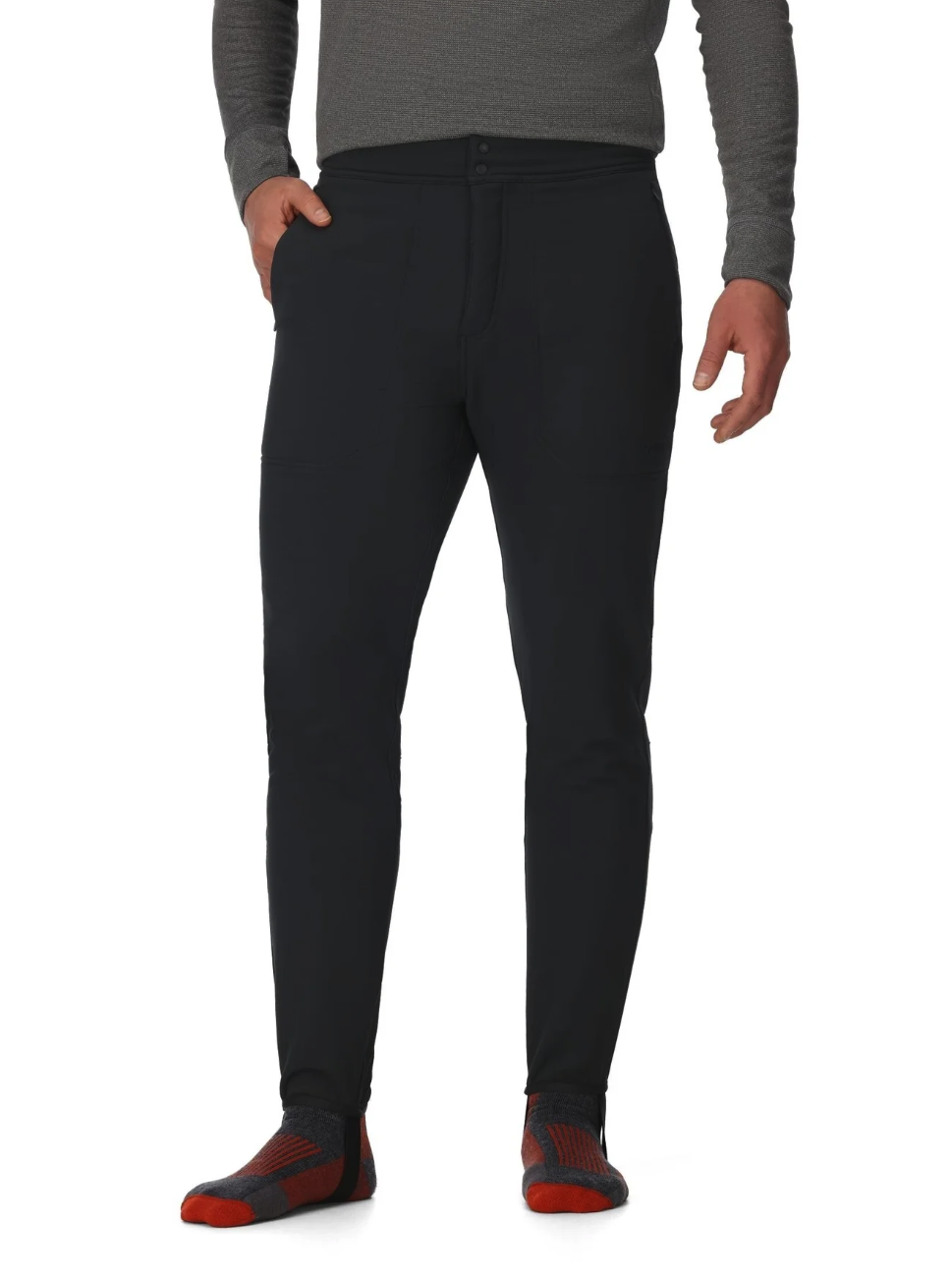Model wearing Simms Strata 330 Midlayer Bottoms