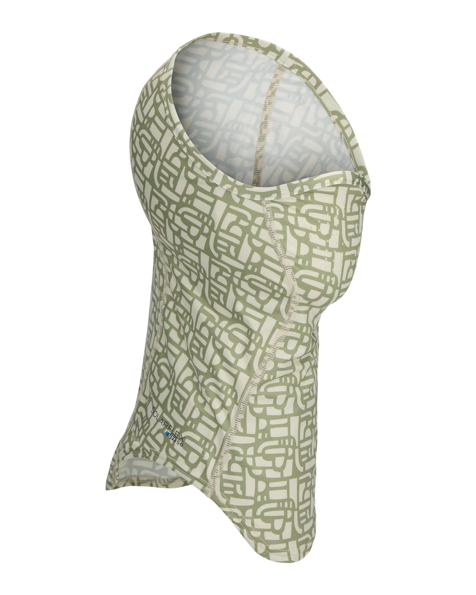 Simms SunGaiter UPF 50 fishing sun mask patterned pale green SolarFlex fabric