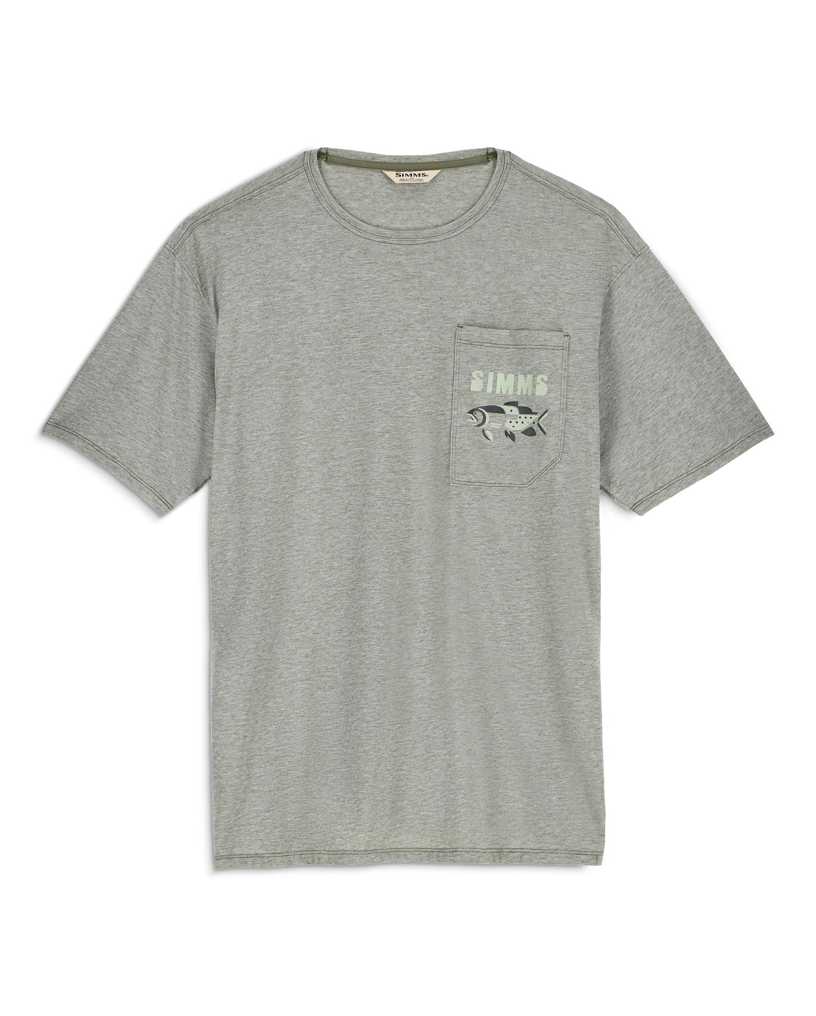 Simms Harbor Lightweight Tech Pocket T-Shirt Willow Heather performance fishing tee with chest pocket