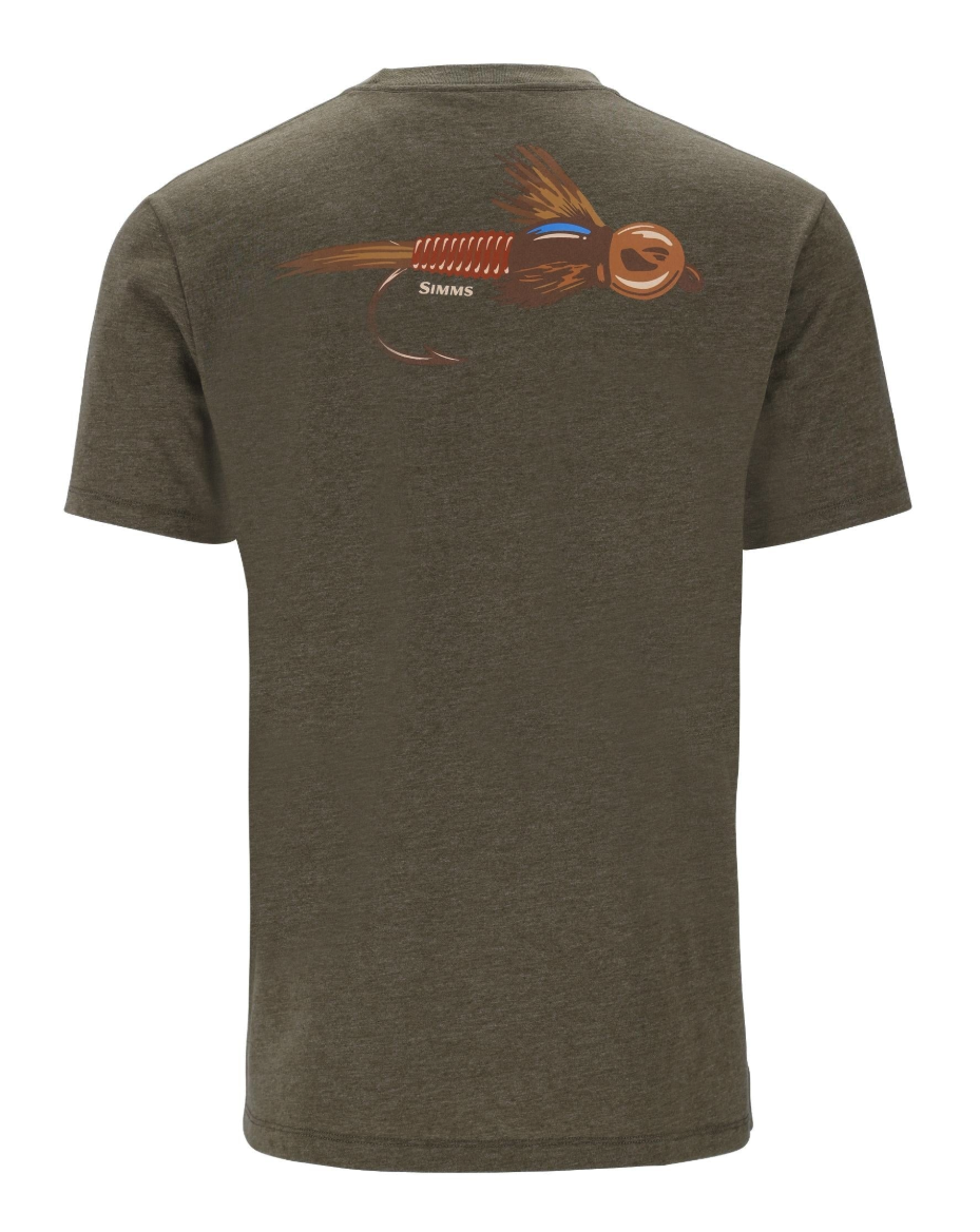 Simms Let It Fly T-Shirt Military Heather color Back