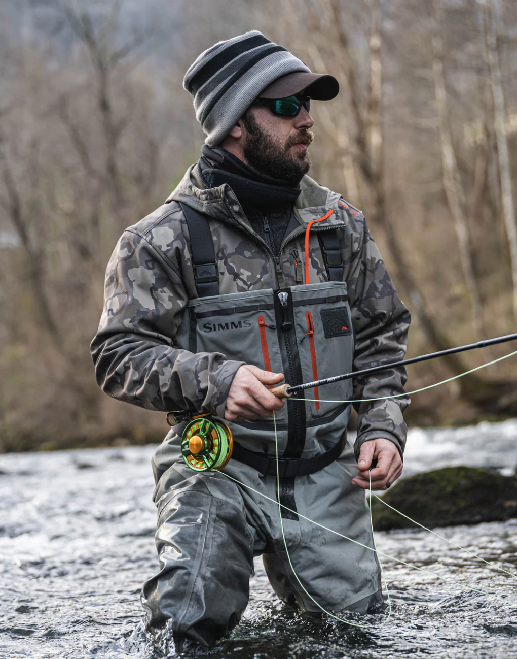 Simms Freestone Z Waders featuring fleece-lined handwarmer pockets, ready to ship