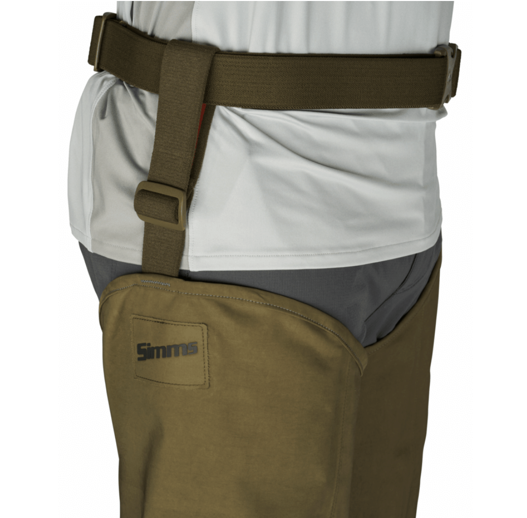 Side logo detail of Simms Second Wind Hip Waders