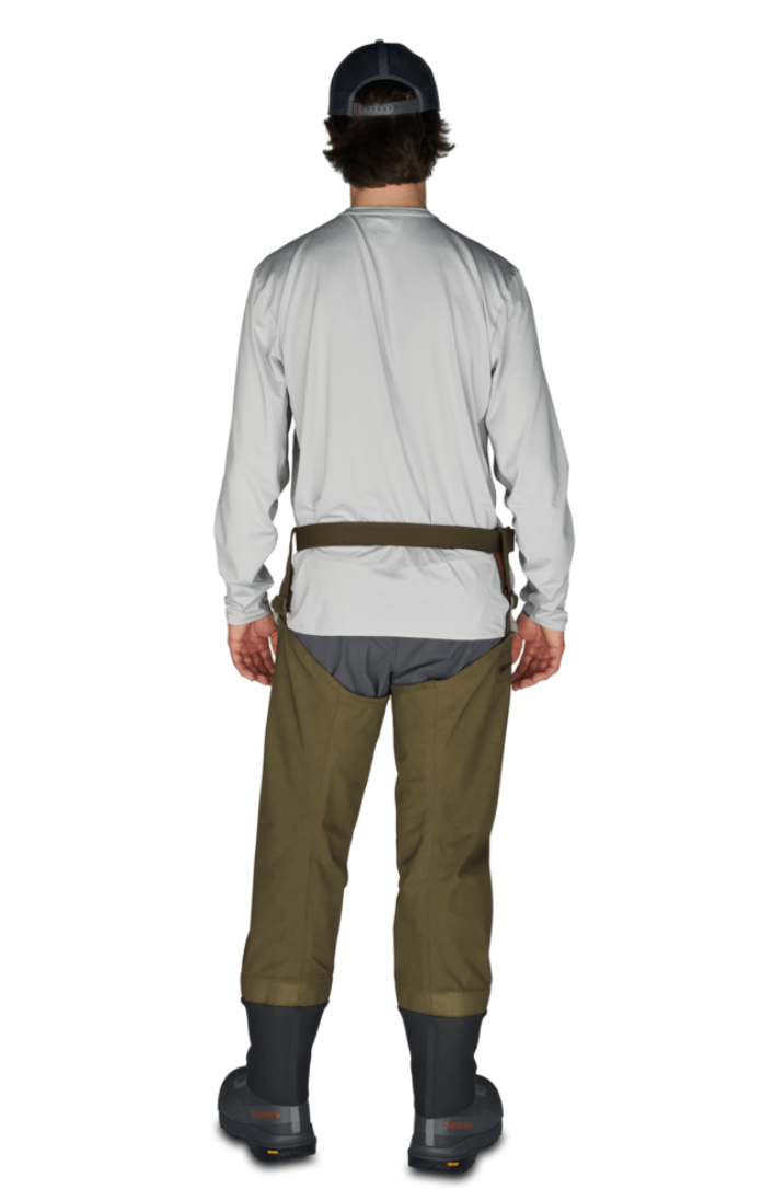 Back of man wearing Simms Second Wind Hip Waders