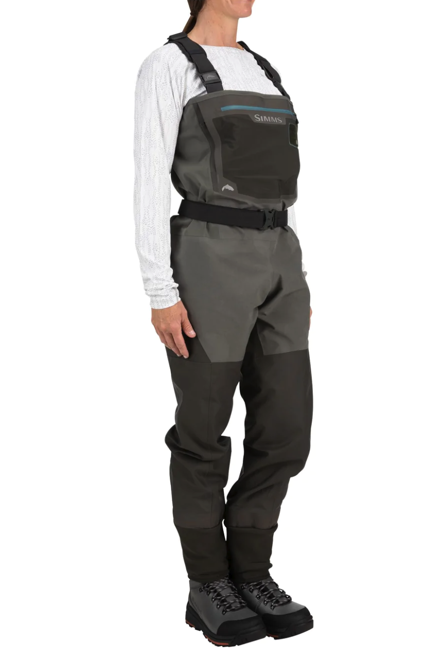 Built-in Gravel Guards for abrasion resistance in Simms Women's G3 Guide Waders Stockingfoot