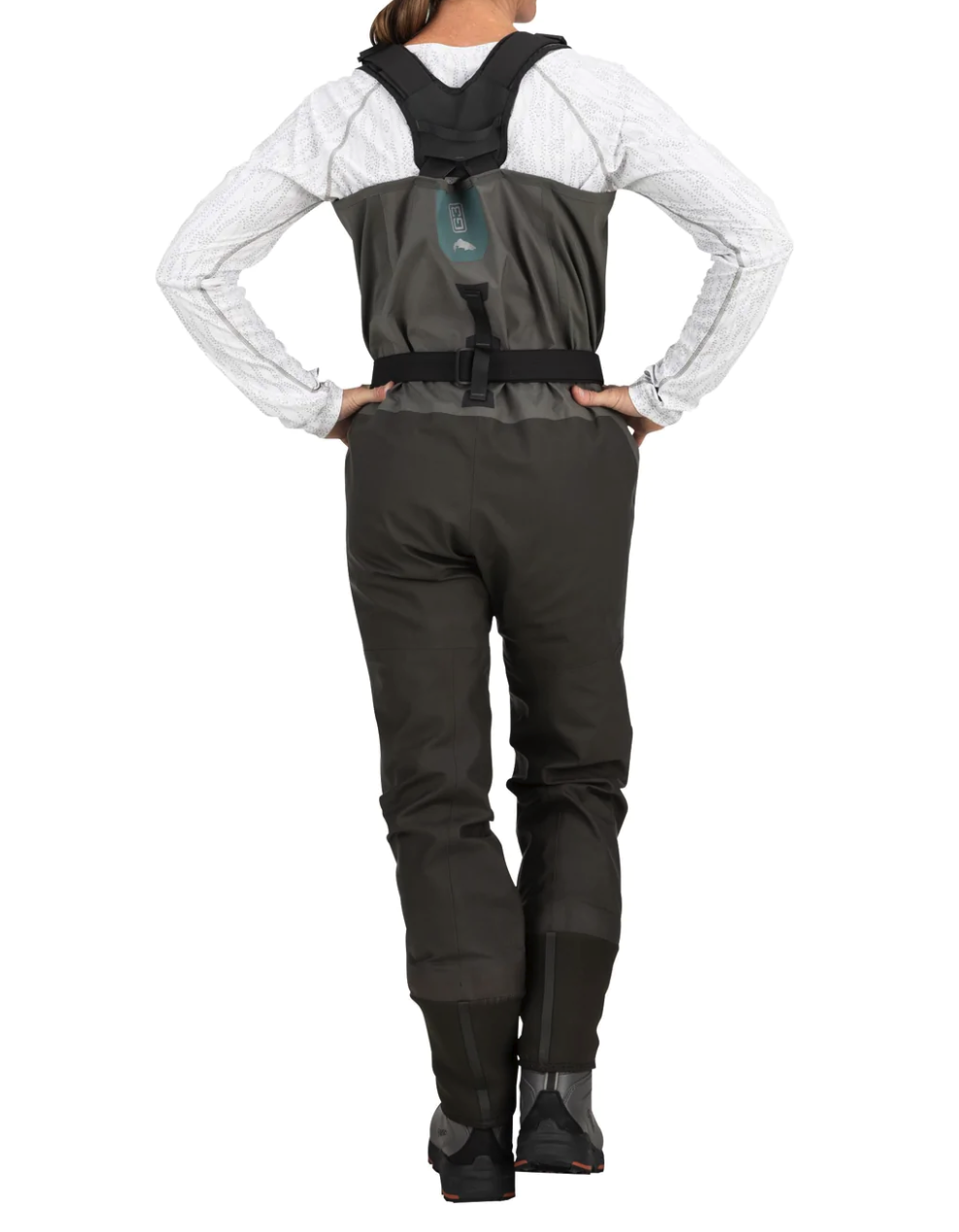 Anatomically engineered neoprene stockingfeet with anti-microbial finish in Simms Women's G3 Waders
