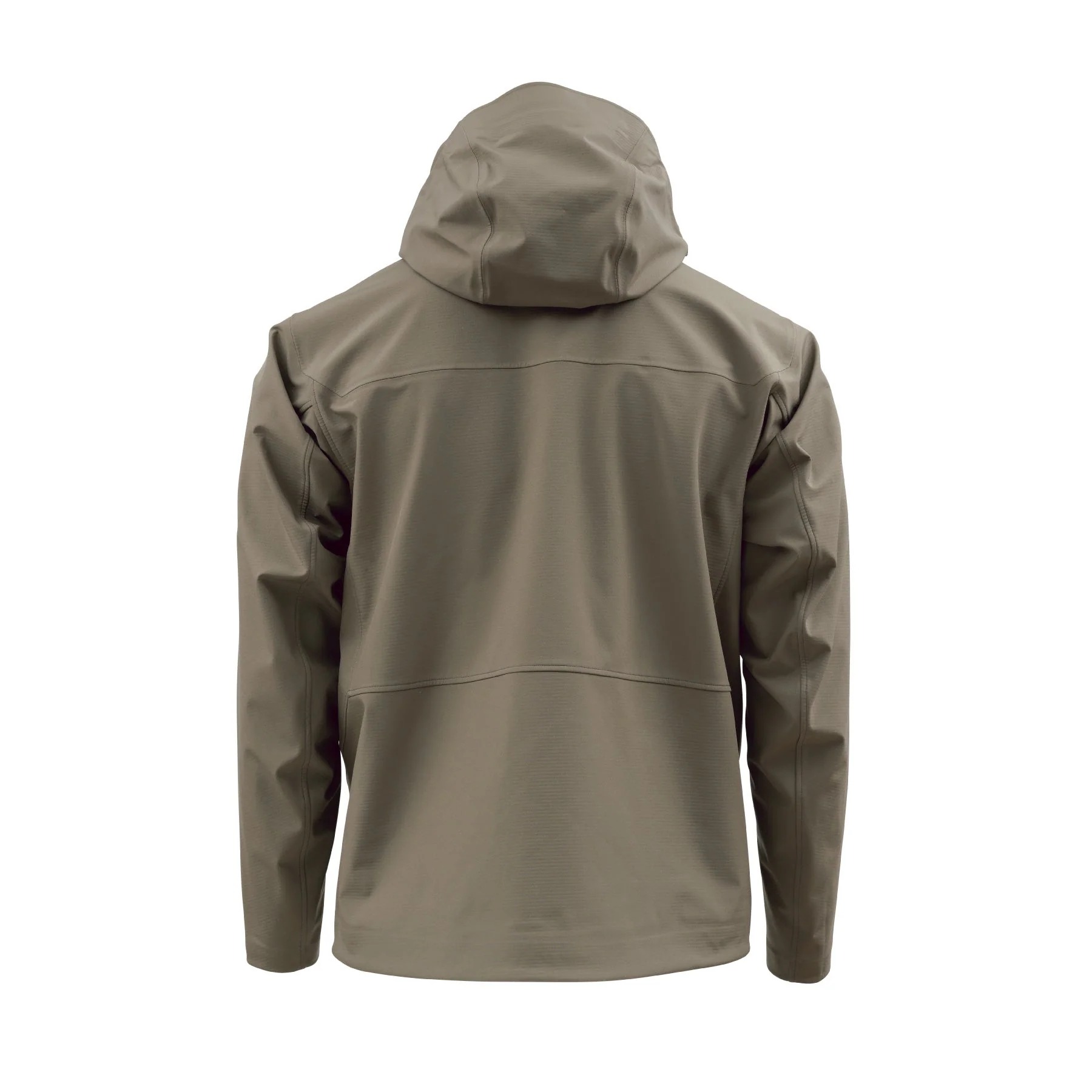 Skwala Backeddy DWR softshell jacket rear view with hood, thermal lining and stretch fishing shell
