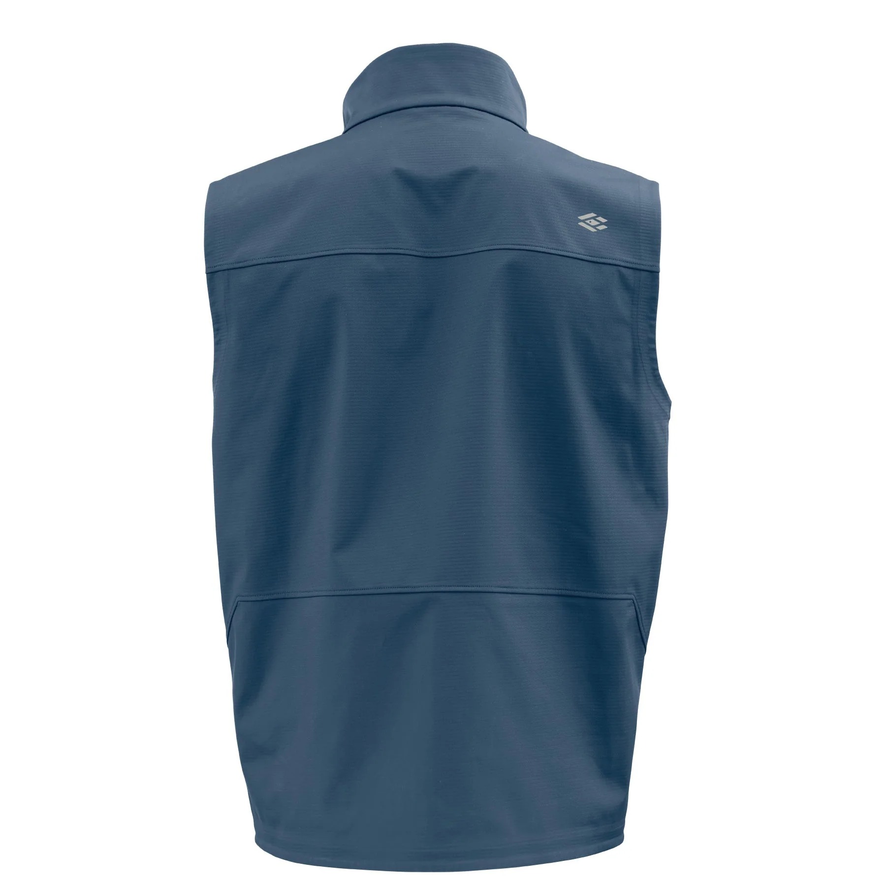 Skwala Backeddy fishing vest rear profile with windproof breathable shell for cool-weather outdoor use