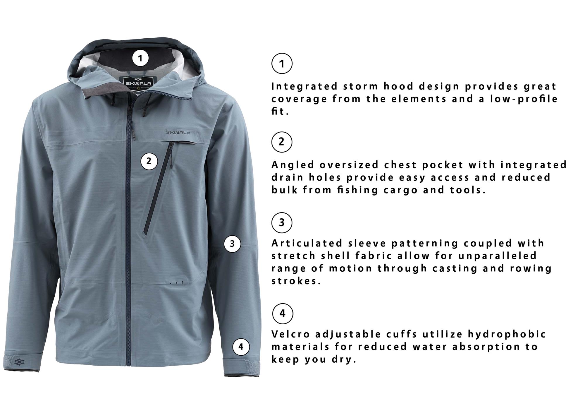 Key Feature Callouts Of The Skwala Carbon Jacket