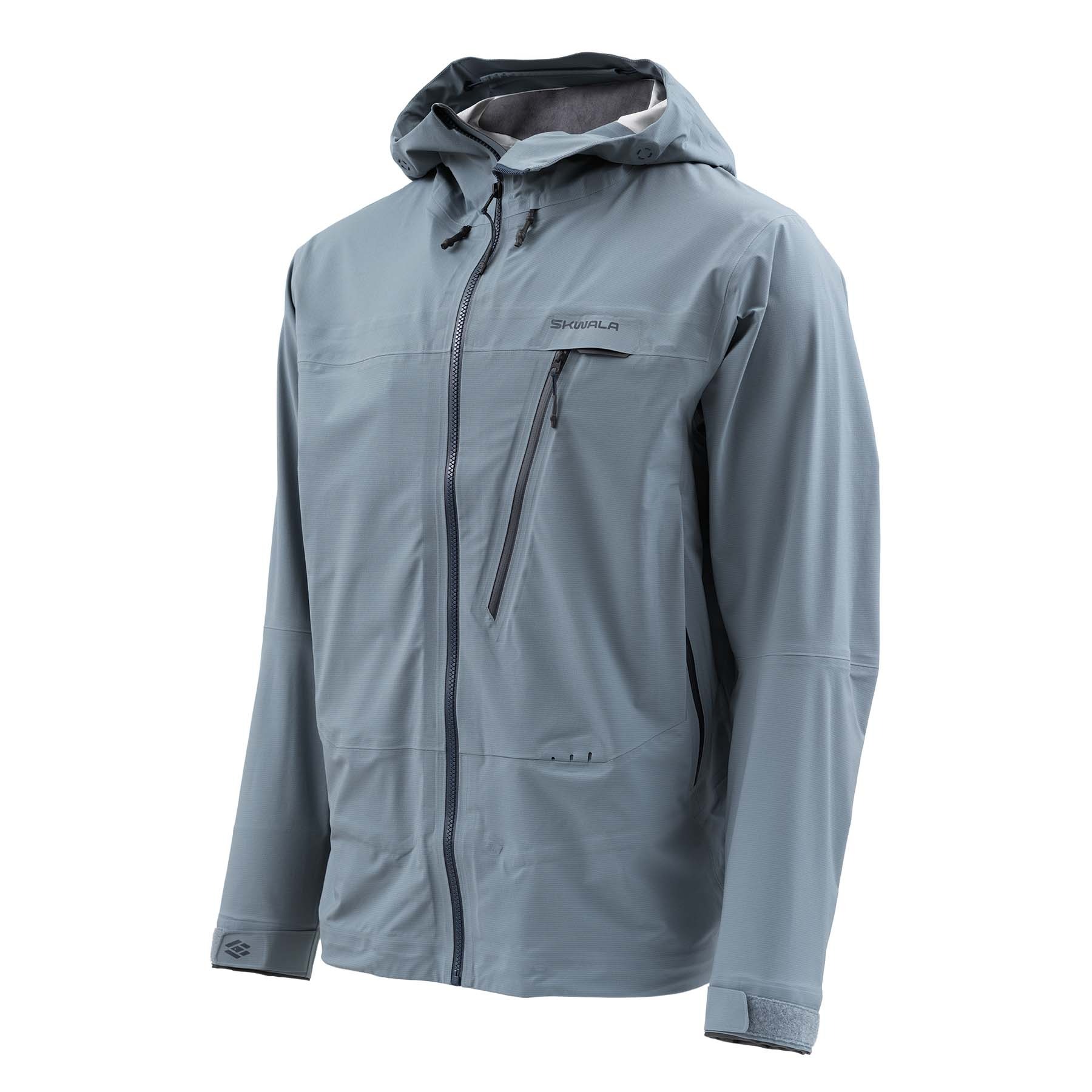 Side profile of Skwala Carbon Rain Jacket breathable stretch waterproof fishing shell