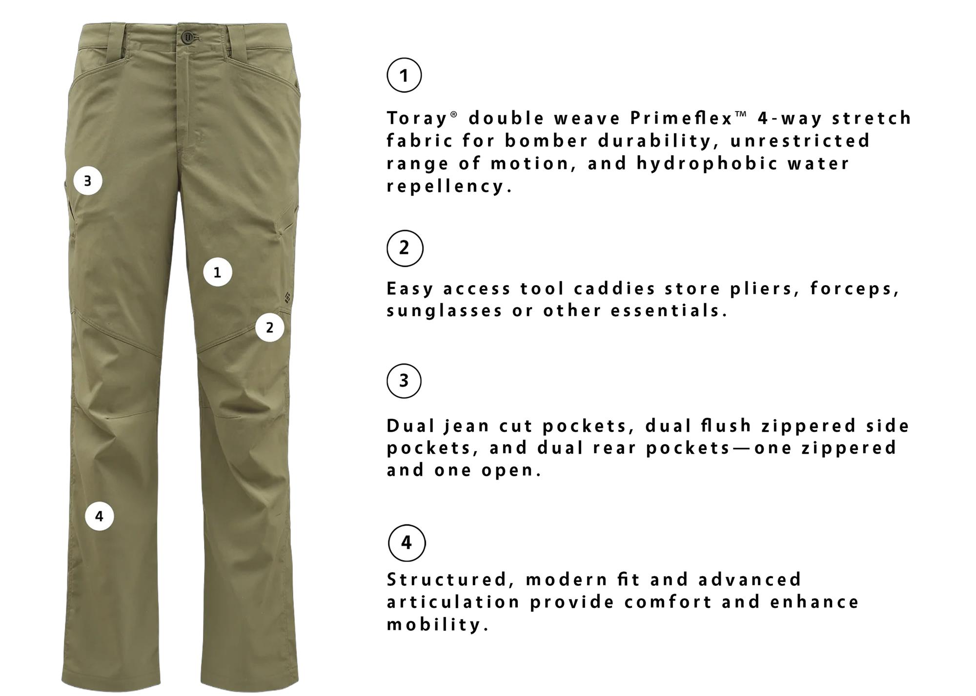 Skwala Backeddy Fishing Pant features 4-way stretch fabric, tool caddies and pockets