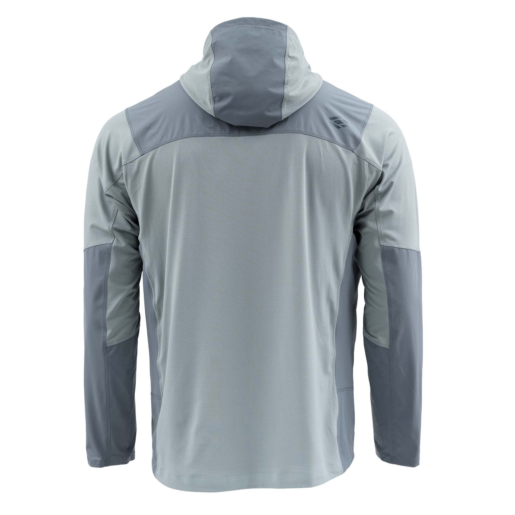Back view of Skwala Sol Tactical Hoody breathable fly fishing sun shirt with abrasion-resistant paneling