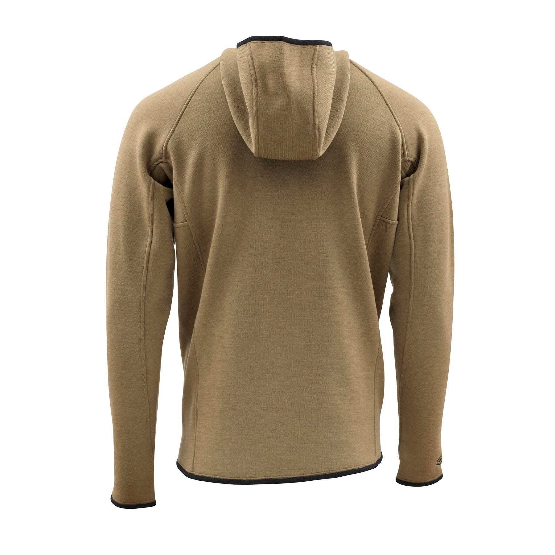 Back view of Skwala Thermo 350 Hoody oak color heavyweight Merino wool fishing base layer
