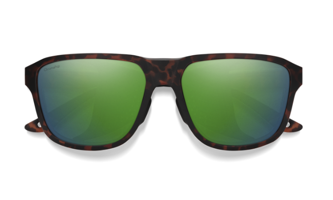 Front view of Smith Embark Polarized Sunglasses Matte Tortoise Green Mirror