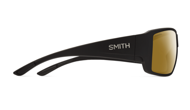 Side view of Smith Guide's Choice Sunglasses Matte Black Bronze Mirror