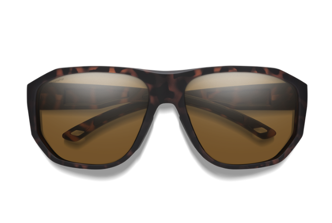Front view of Smith Outrigger Polarized Sunglasses Matte Tortoise Brown