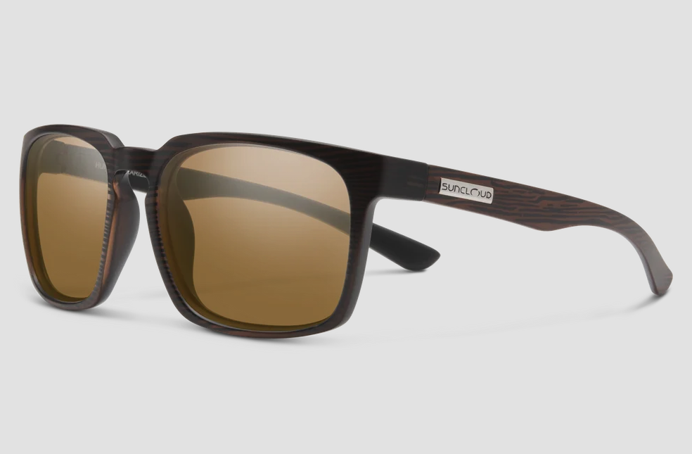 Angled view of Suncloud Hundo Polarized Sunglasses Burnished Brown color