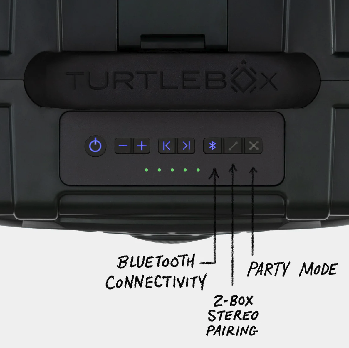 Button details of Turtlebox Original Speaker Green