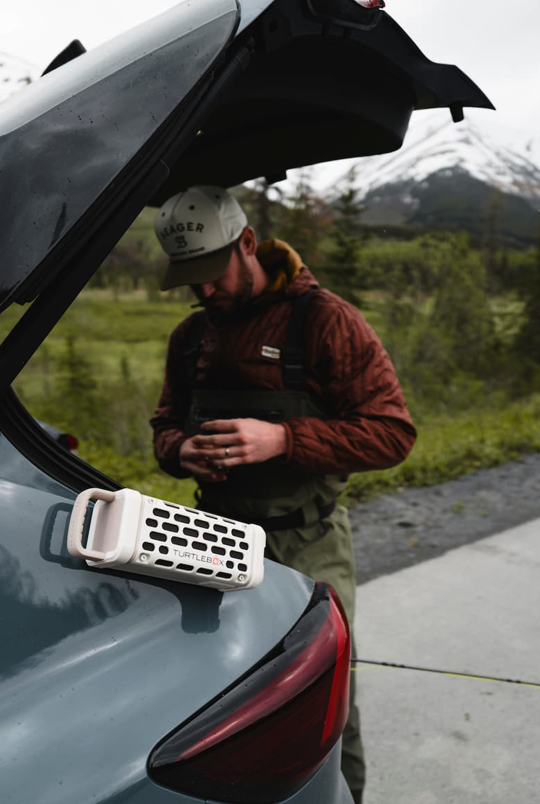 Turtlebox Ranger Speaker on side of car.